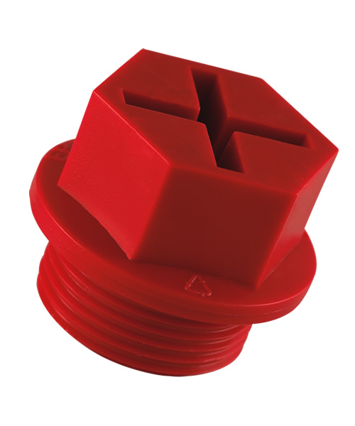 Threaded Sealing Plugs, HD-PE, red